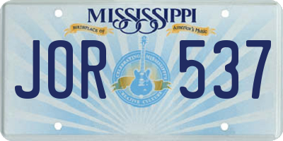 MS license plate JOR537