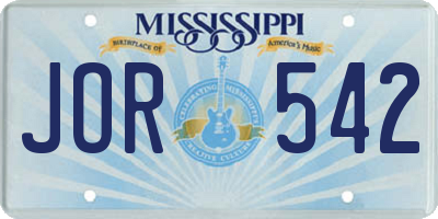 MS license plate JOR542