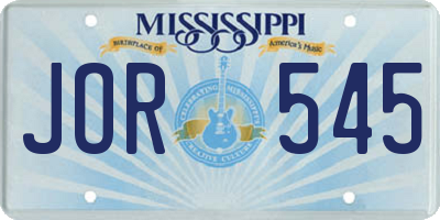 MS license plate JOR545