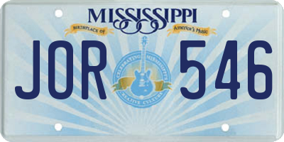 MS license plate JOR546