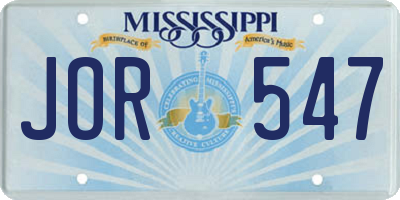 MS license plate JOR547
