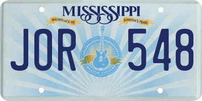 MS license plate JOR548