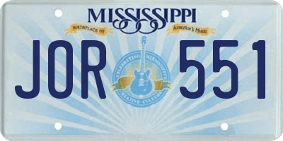 MS license plate JOR551