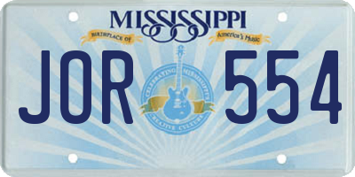 MS license plate JOR554