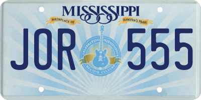 MS license plate JOR555