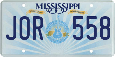 MS license plate JOR558
