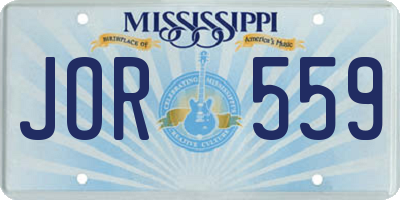 MS license plate JOR559