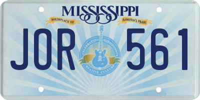 MS license plate JOR561