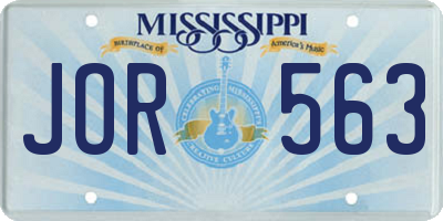 MS license plate JOR563