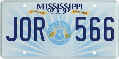 MS license plate JOR566