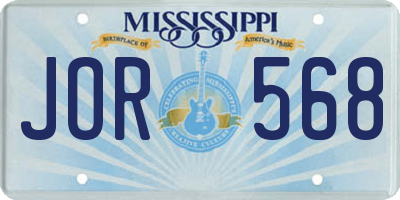 MS license plate JOR568