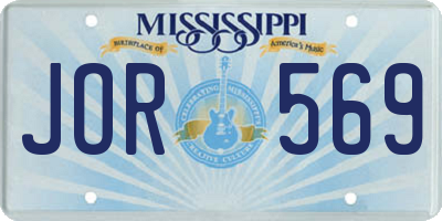 MS license plate JOR569