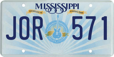 MS license plate JOR571