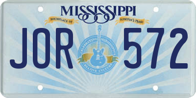 MS license plate JOR572