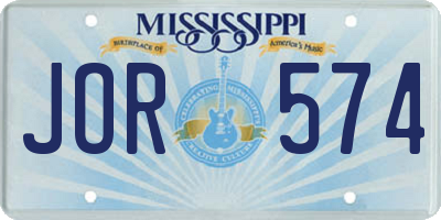 MS license plate JOR574