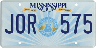 MS license plate JOR575