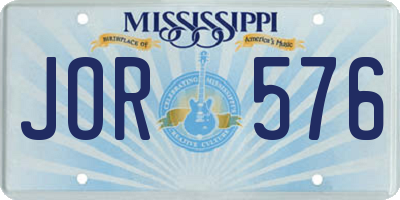 MS license plate JOR576