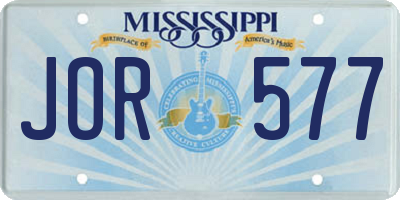 MS license plate JOR577