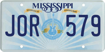 MS license plate JOR579
