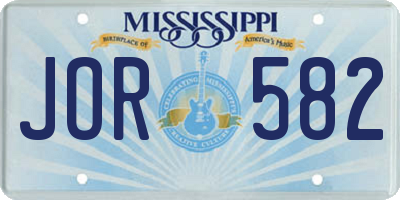 MS license plate JOR582