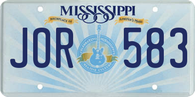 MS license plate JOR583