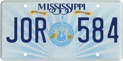 MS license plate JOR584