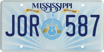 MS license plate JOR587