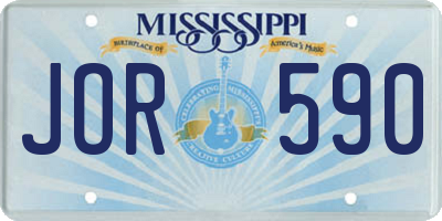 MS license plate JOR590