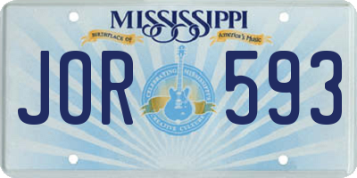 MS license plate JOR593