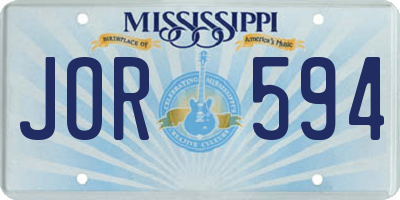 MS license plate JOR594