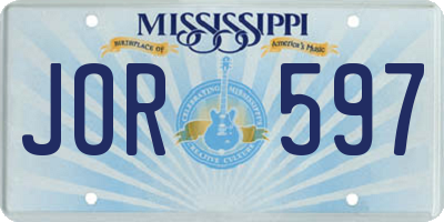 MS license plate JOR597