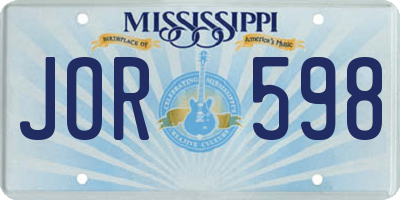 MS license plate JOR598