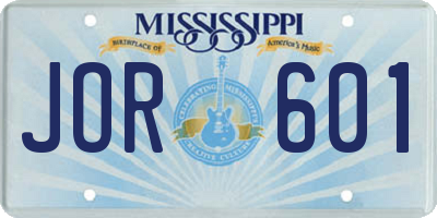 MS license plate JOR601