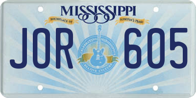 MS license plate JOR605