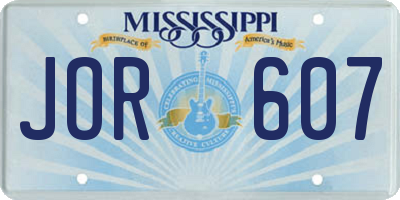 MS license plate JOR607
