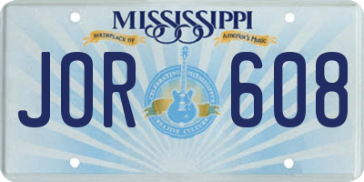 MS license plate JOR608