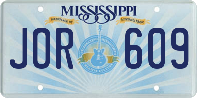 MS license plate JOR609