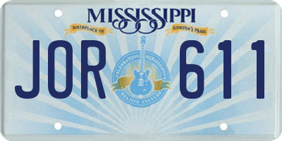 MS license plate JOR611