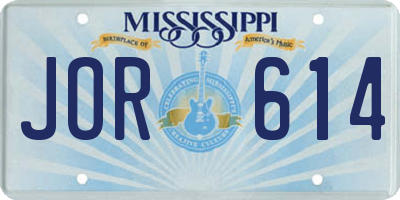MS license plate JOR614