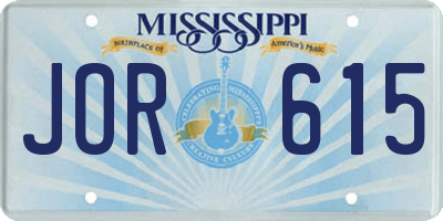 MS license plate JOR615