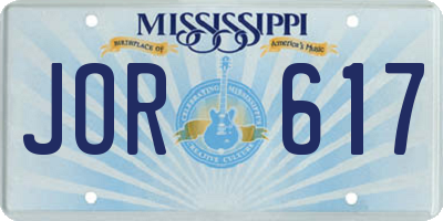 MS license plate JOR617