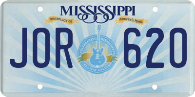 MS license plate JOR620