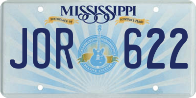 MS license plate JOR622