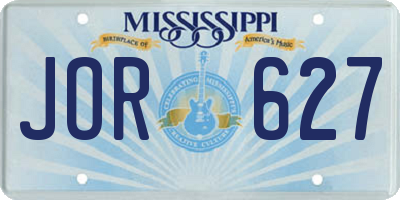 MS license plate JOR627