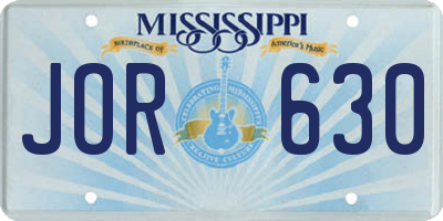 MS license plate JOR630