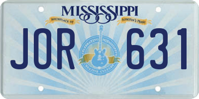 MS license plate JOR631