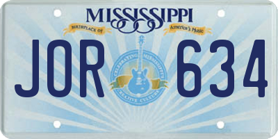 MS license plate JOR634