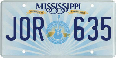 MS license plate JOR635