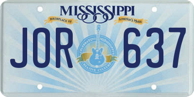 MS license plate JOR637