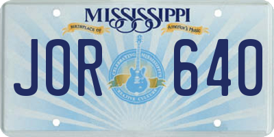 MS license plate JOR640